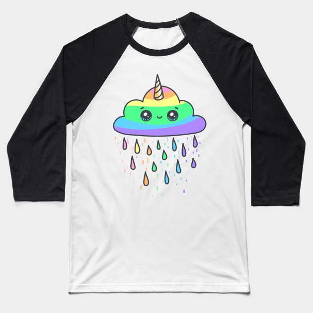 Rainbow Unicorn Baseball T-Shirt by Vintage Dream